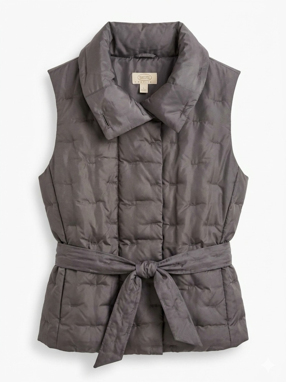 Talbots Puffer Vest, black, belted, Petite small